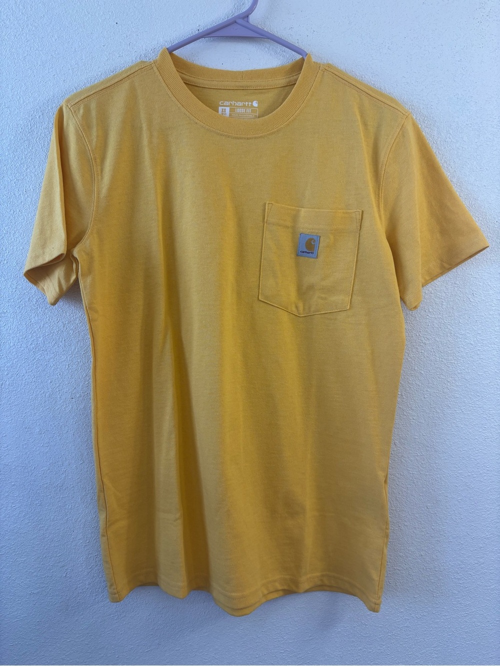 Carhartt Men’s XS Yellow Short-Sleeve Loose Fit Pocket Tee